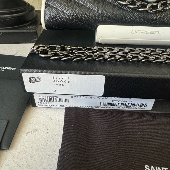 SOLD - 💎Authentic YSL Saint Laurent Chevron Monogram Flap Wallet w/Chain - Picture 8 of 16